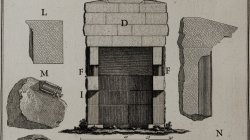 Plan, elevation and details of a sepulcher on via Tiburtina near Ponte Lugano