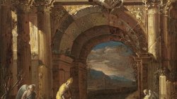 The vision of St. Augustine in a ruined arcade
