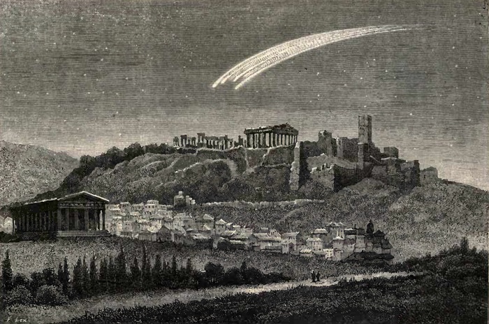 A bolide over Athens, from Jean Pierre Rambosson's book Astronomy, 1875..jpg