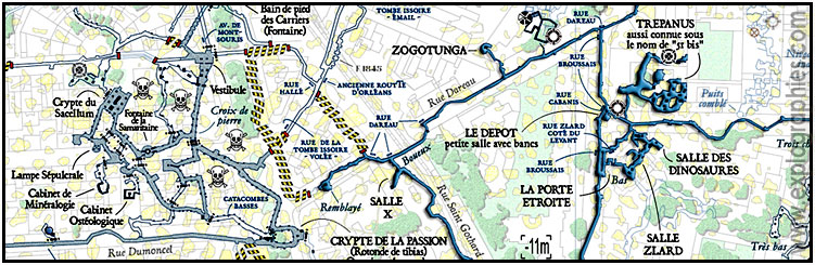 Карта парижских катакомб