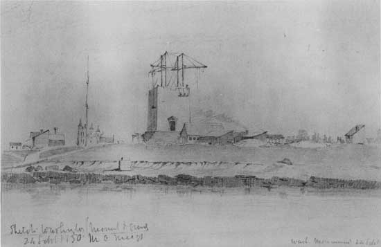 The Washington Monument and surrounding area, 24 September 1850, as drawn by Montgomery Meigs.jpg
