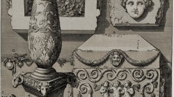 Cross-section of the previous large urn and other details
