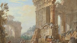 Capriccio of Roman ruins with peasants in the foreground