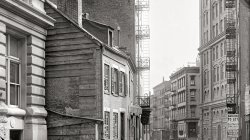 New York circa 1890s. Street view, 21-23 Pearl Street.