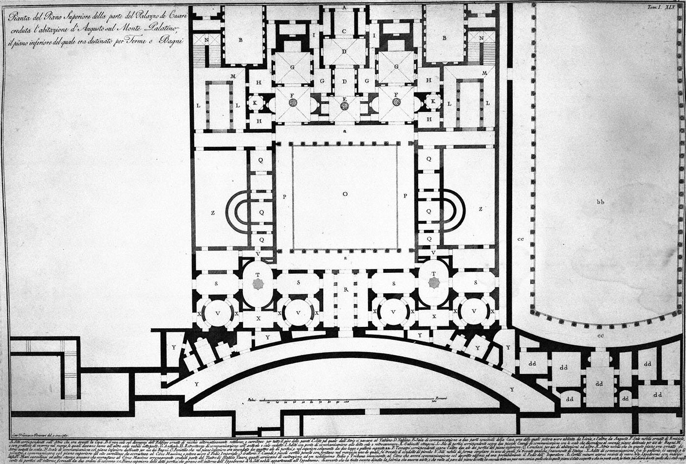 Plan of the upper floor of the part of the Palace of Caesars believed ...